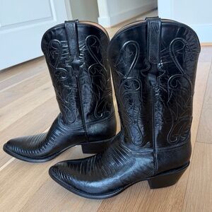 NWT Lucchese Men's black lizard cowboy boots | 13